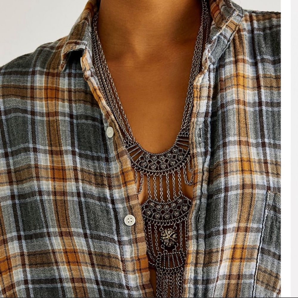 free people chain mail pendant necklace